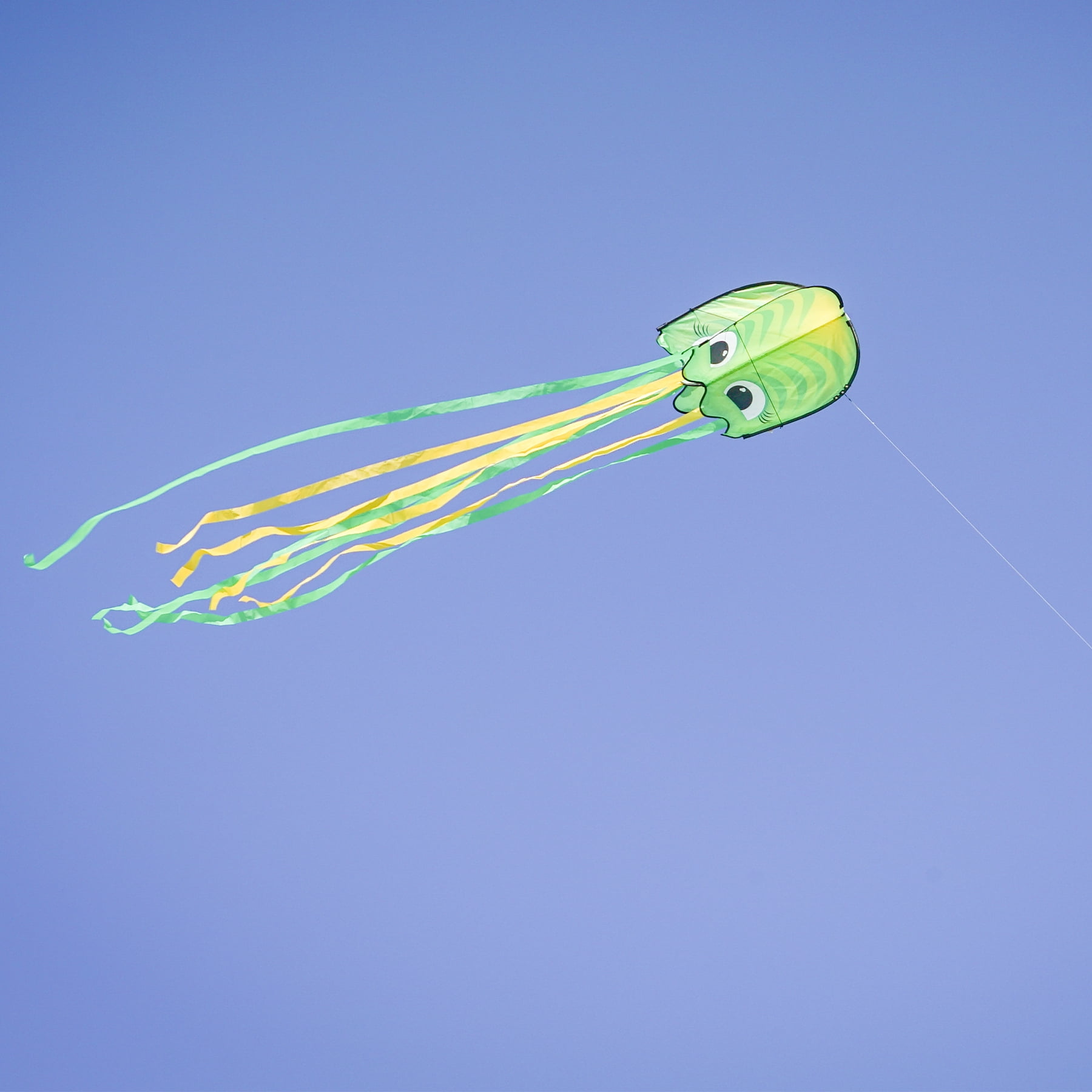 In the Breeze 3389 — Green Pop Jelly Kite — Non-Assembly, Easy-Flying Kite with Long Streamer Tails; Kite Line Included