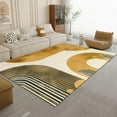 thumbnail image 4 of Area Rug 5x7 ft Rectangle for Living Room, Geometric Bohemian Arches Gold Design Rug Soft Stain-Shedding Resistant, Machine Washable Carpet for Bedroom Dining Room, Contemporary Modern, 4 of 8
