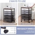 thumbnail image 6 of Utility Cart with 5 Drawers,Storage Drawer Cart with Wooden Tabletop and Lockable Wheels,Craft Storage Trolley Cart,5-Tier Rolling Utility Cart on Wheels,Dark Grey, 6 of 16