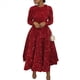 thumbnail image 2 of Vestido de Fiesta con Lentejuelas, Larga, Corte A, Acampanado, con Brillo y Brillo para Mujer, Talla Grande Rojo S, 2 of 8