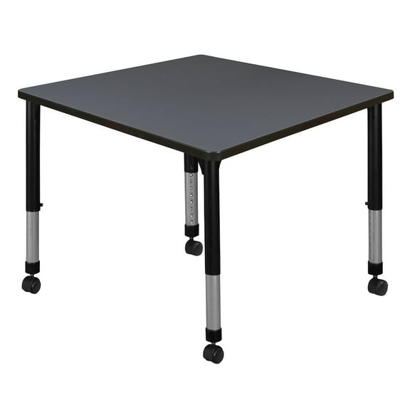 Regency 36 in. Square Height Adjustable Mobile Classroom Activity Table- Grey