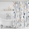 thumbnail image 2 of Polyester Fabric Blue Yellow Spring Floral Shower Curtain, Watercolor Botanical Flowers Waterproof Bathtub Curtain Bathroom Decor Set with Hooks 66 x 72 Inches, 2 of 6