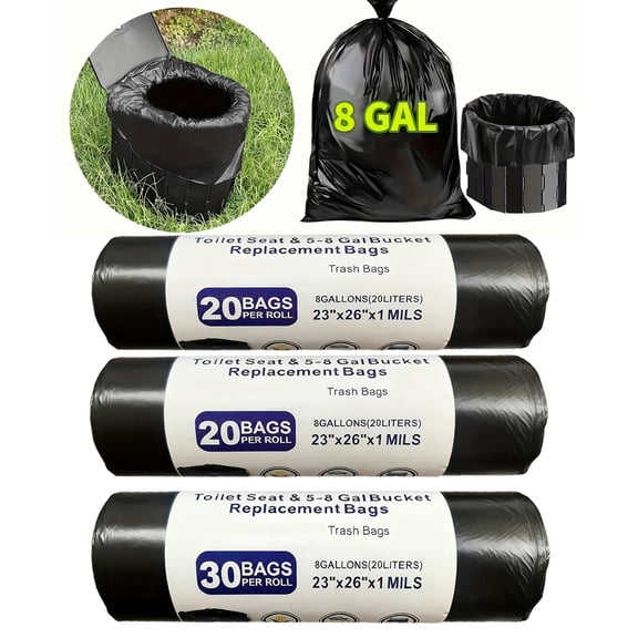 70 Portable Toilet Replacement Bags, SJORHNUS, 8 Gallon, Camping Potty Liners, Suitable for Camping, Travel, Car, and Outdoor Emergency Use