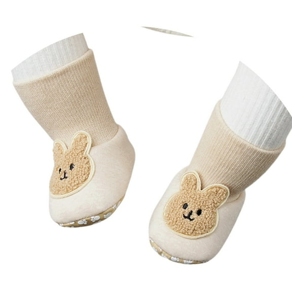 Wuxian Girls Shoes Winter Warm Wool Sneaker Cute Pattern Soft Sole Anti-Slip Lightweight Shoes For Infant Baby Learning Walking Footwear,Khaki,6-12M