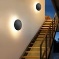 thumbnail image 5 of C Cattleya 2-pack 10 in. Black Aluminum Round Disc LED Indoor Outdoor Wall Lantern Sconce, 5 of 8