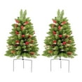thumbnail image 6 of LmnLft Pre-Lit Artificial Christmas Tree, with Led Lights & Red Berries, Battery Operated Pre-Lit Holiday Planter Faux Christmas Greenery Artificial Evergreens for Porch Outdoor Xmas Decor, 6 of 9