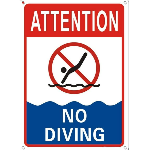 No Diving Pool Sign Tin Sign Warning Metal Sign Vintage Sign Wall Decor for Home Farm Bar Coffee Shop Club Decor 8x12 Inch