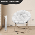 thumbnail image 2 of Monibloom Round Faux Fur Saucer Chair for Adults, Oversized Comfy Chair for Bedroom, Living Room, Dorm, Apartment, with Padded Folding Metal Frame, White (Set of 2), 2 of 10