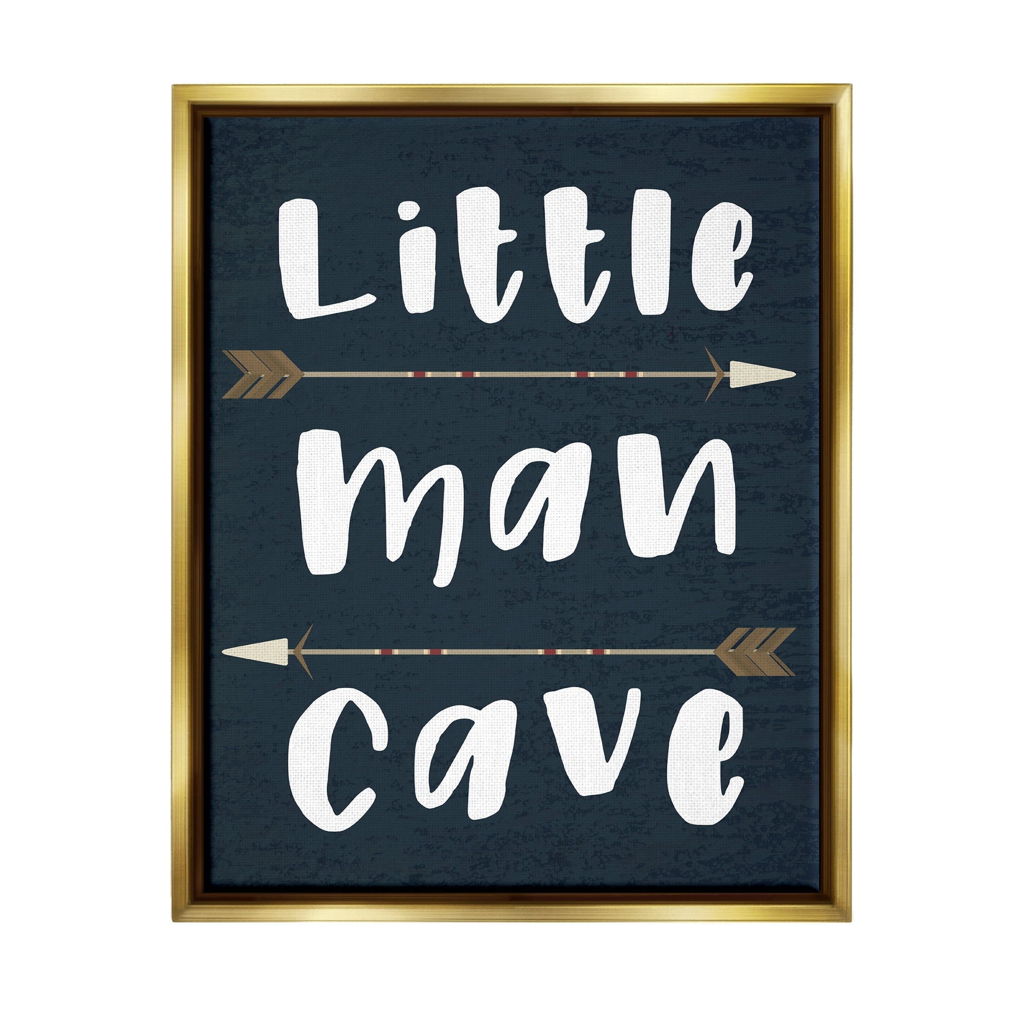Stupell Industries Little Man Cave Arrows Metallic Gold Framed Floating Canvas Wall Art, 24x30, by Daphne Polselli