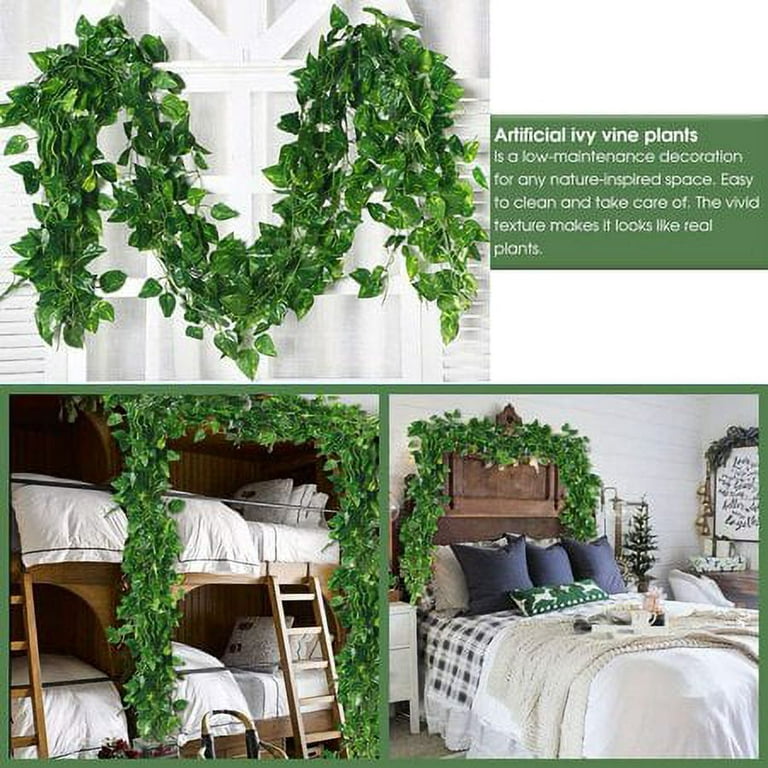 12pcs Fake Ivy Leaves Fake Vines Artificial Ivy, Silk Ivy Garland Greenery  Artificial Hanging Plants for Wedding Wall Decor, Party Room Decor 