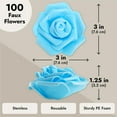 thumbnail image 3 of Paquete de 100 flores de imitación, seda realista Juvale, 7,6 cm, cabeza azul Juvale Rosas Artificiales, 3 of 9
