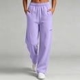 thumbnail image 2 of Women Wide Leg Sweatpants Sevevn Elastic Waist Loose Fit Casual Trousers With Side Zipper Pockets, Assorted Solid Color Options For Daily Lounging Walking And Street Casual Outfits, 2 of 9