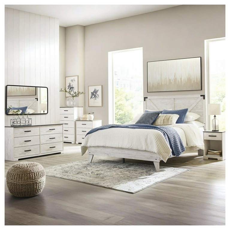 Signature Design by Ashley Shawburn Six Drawer Dresser, Two-Tone Whitewash  and Rustic Gray, Modern Farmhouse - Walmart.com