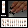 thumbnail image 2 of Black French Tip Press on Nails Long length Coffin Fake Nails 3D Flowers with Gold Pearl Designs False Nails Full Cover Glue on Nails Acrylic Ballerina Artificial Nails Stick on Nails for Women 24Pcs, 2 of 4