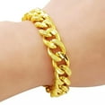 thumbnail image 3 of GKNET 24K Gold Plated 9mm Frosted Link Cuban Chain Bracelet Vintage Classic Jewelry, 3 of 4
