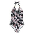 thumbnail image 1 of PEASKJP Womens Quick Dry One Piece Swimsuit Quick Dry Sleeveless Conjoined Bathing Suits with Bikini Bottom, Pink S, 1 of 3