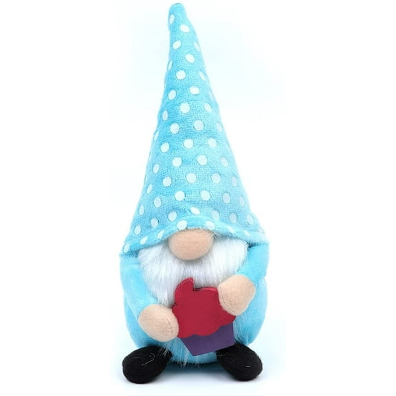 Madanar Cupcake Summer Birthday Boy Gnome Handmade Plush Blue Polka Dot Swedish Decor for Tiered Tray Shelf Table Decorations (Cupcake)