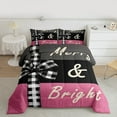 thumbnail image 2 of Manfei Cartoon Bow-tie Kids Queen Comforter Set, Christmas Gifts Bedding Sets, Black Pink Princess Style Reversible Bedding Comforter Set, Microfiber Bedroom Decor, 3 Pieces, 2 of 8