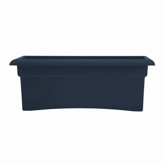 Bloem Veranda 26" Rectangular Resin Deck Box Planter - UV-Resistant, Indoor and Outdoor, Navy
