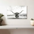 thumbnail image 2 of Elephant Stock Longhorn Texas Bw Wall Art - Horizontal Canvas Wall Art - Living Room Wall Decor - Animal Canvas - Black And Gray Decor By Sisi And Seb - 12" x 8", 2 of 8