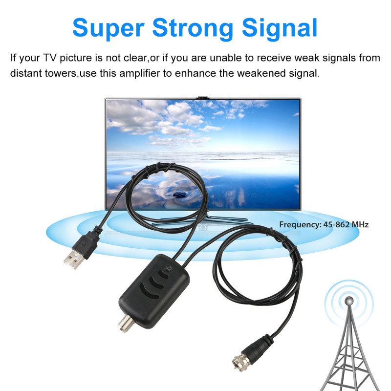 High Gain Low Noise HDTV Antenna Amplifier Signal Booster For TV HDTV