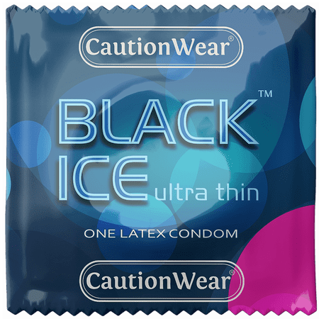 Caution Wear Black Ice Ultra Thin Condoms (50 Condoms)