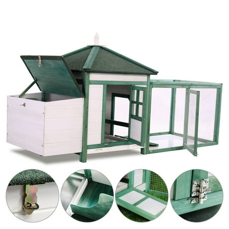Jaxpety Deluxe Hen House 77 Wooden Chicken Coop Poultry Cage Hutch
