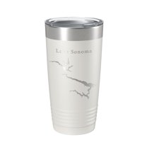 Lake Sonoma Map Tumbler Travel Mug Insulated Laser Engraved Coffee Cup California 20 oz White
