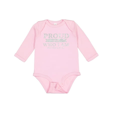 

Inktastic Proud to Be Who I Am Black History Month Boys or Girls Long Sleeve Baby Bodysuit