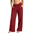 thumbnail image 2 of Amkhujs Sweatpants Women Basic Side Pockets Straight Leg Casual Pants Elastic Waist Going Out Pants for Vacation Wear, 2 of 5