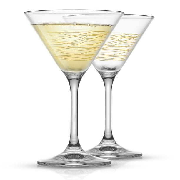 JoyJolt Golden Royale European Crystal Stemmed Martini Glasses, Luxury