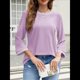 thumbnail image 5 of Blusas de 3/4 para Mujer, Elegantes, Informales, con Cuello Redondo, Holgadas y A , para Púrpura M, 5 of 8