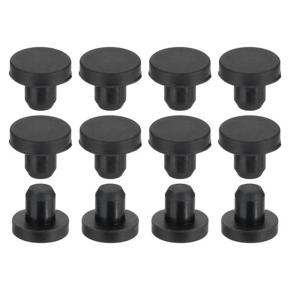 35Pack Silicone Hole Plug 8mm, Black High Temp T Type Rubber Stoppers for 7.3-8.05mm Hole