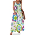 thumbnail image 1 of Vestido retro moderno verde, morado y aguamarina con flores y abstracto sin mangas Vestidos de mujer Vestido de verano para mujer, 1 of 7