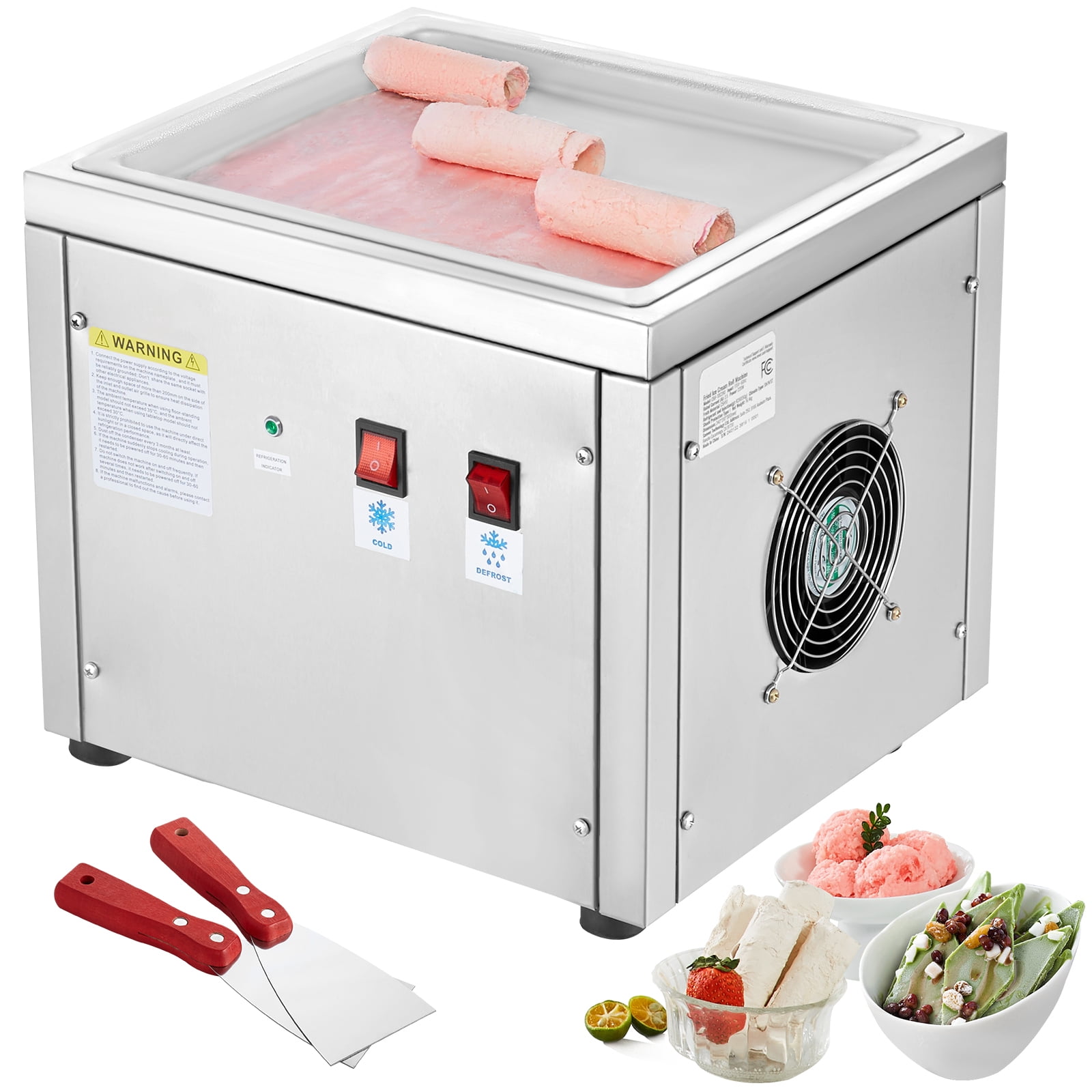 KFFKFF 11 x 9.5 Inch Pan Fried Ice Cream Roll Machine / Rolled Ice Cream Maker