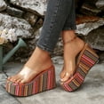 thumbnail image 2 of Wedges Heels Platform Sandals for Women Open Toe Clear Band Slip on Slides Casual Dressy Summer Footwear Pink Size 7, 2 of 7