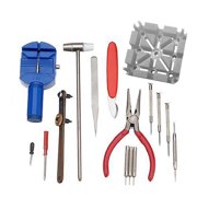 16-Piece Stainless Steel Watch Repair Tool Kit with Spring Bar Remover, Case Opener, Precision Holders, Non-Slip Handles for Home and Professional Use