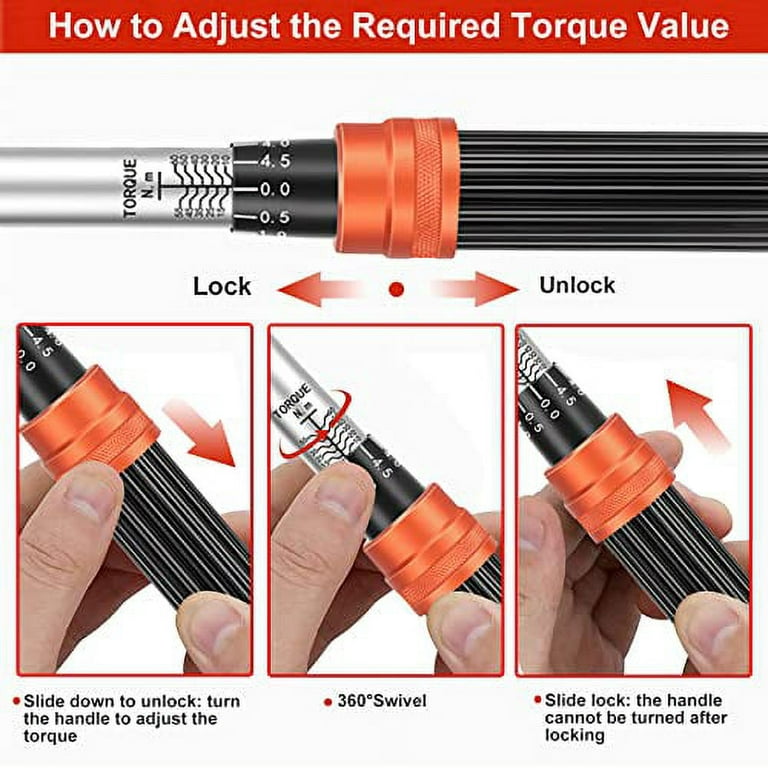 ATsafepro 3/8 Torque Wrench 10-60 Nm, Spark Plug Click Torque Wrench Set  with Two Way Adjustable 72-tooth for Car and Motorcycle maintenance 
