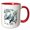Red/White, variant on 3drose, Two Turtle Doves in Grey and Blue Cut-out Stencil on White Background, 15oz Two-tone Red Mug