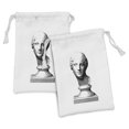 thumbnail image 1 of Antique Fabric Pouch Set of 2, Engraved Style Illustration of Art Themed Woman Head Classic, Small Drawstring Bag for Toiletries Masks and Favors, 9" x 6", Charcoal Grey and White, by Ambesonne, 1 of 2