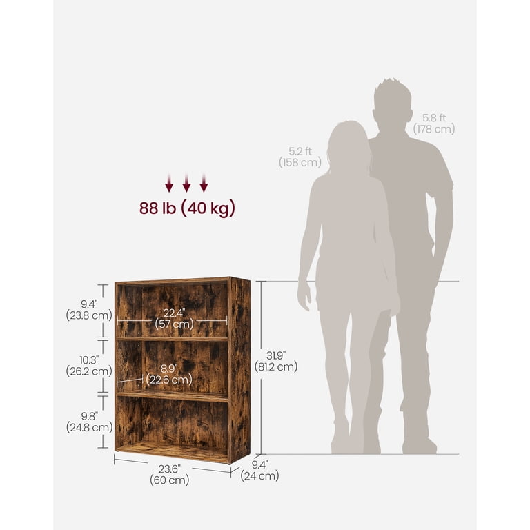 Cube Storage Organizer 3-Tier Bookshelf, Rustic Brown photo 8