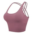thumbnail image 4 of Sports Bra for Women, Medium-High Support Criss-Cross Back Strappy Padded Sports Bras Supportive Workout Tops, Rose Purple, S, 4 of 8