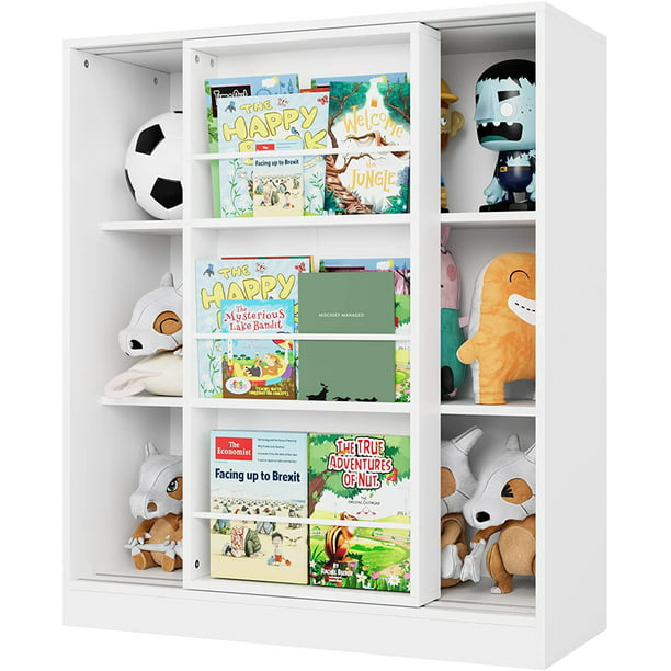 Homfa Kids Bookcase 3 Tier Toy, White Toddler Bookcase