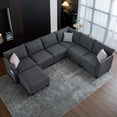 thumbnail image 1 of DAJU Modular combination sofa,large combination sofa,U-shaped sofa with storage ottoman and USB ports,modern oversized corner sofa,suitable for living room,6-seater beige sofa,122.8 inches (Gray), 1 of 9