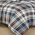 thumbnail image 4 of Chezmoi Collection 2-Piece Plaid Comforter Set Twin Size, Blue Orange White Herringbone Plaid Stripe Printed Microfiber Bedding Lightweight Breathable Blanket for All Season, 4 of 7
