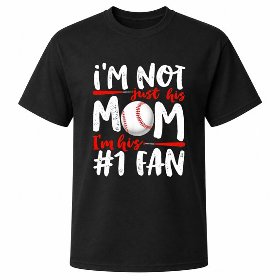 Baseball Mom #1 Fan Graphic T-Shirt, Unisex Classic Fit, Cotton-Rich 180 GSM, Front Print