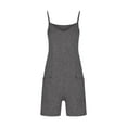 thumbnail image 4 of pstuiky Jumpsuits for Women, Women's Scoop Solid Neck Sleeveless Short Jumpsuit Strap Loose Adjustable Jumpsuits Stretchy Shorts Romper with Pockets, 4 of 6