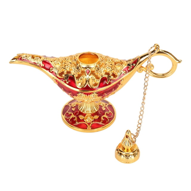 Decoración De Lámpara árabe, Lámpara árabe De Leyenda Grabada De aleación De Zinc Portátil Exquisita Retro Dorada Y Roja Para Oficina