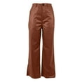 thumbnail image 7 of Erwazi Womens Leather Pants Casual Vintage Straight Leg Pants Business Work Trousers, Brown, XL, 7 of 7