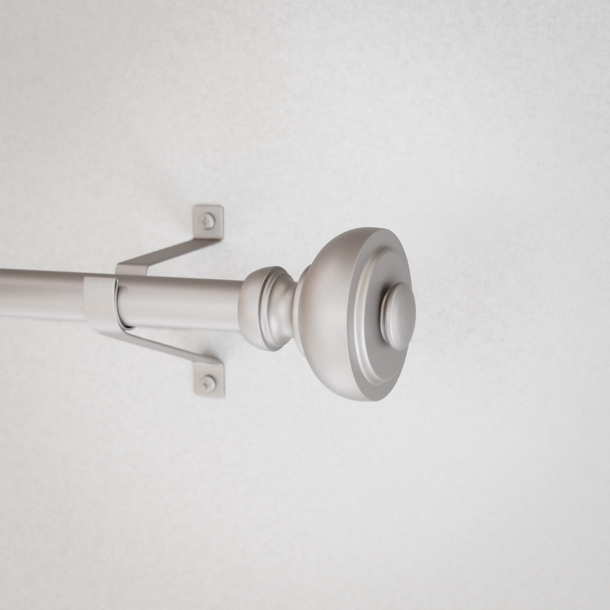 (2 pack) Mainstays 3/4” Nickel Cameron Urn Adjustable Single Curtain Rod, 30-84”